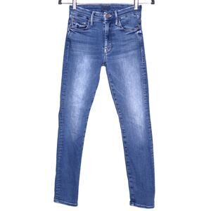 MOTHER High Waisted Looker Ankle Hop On Hop Off Medium Wash Blue Women's 24